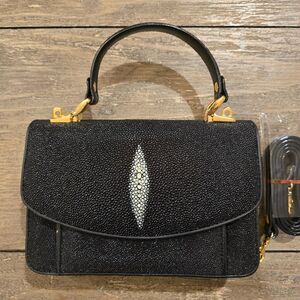 Oceanic Genuine Stingray Skin Clutch Purse Handbag with Detachable Strap - NEW